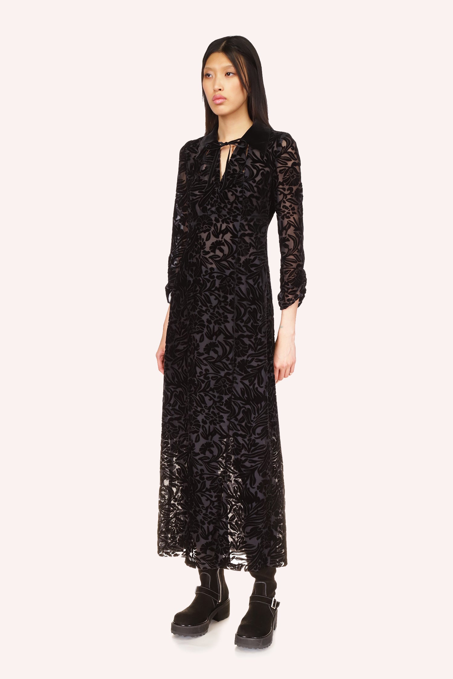 Velvet Burnout Dress  Black Multi from designerAnna Sui
