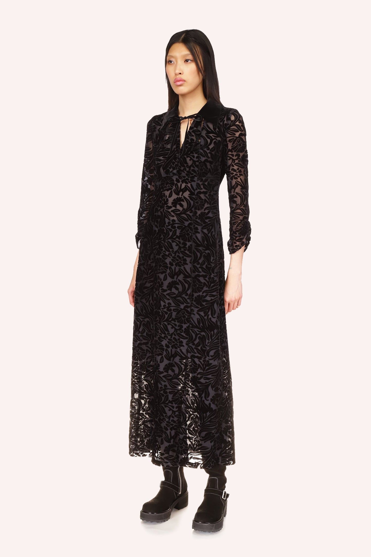 Velvet Burnout Dress Black by designer Anna Sui