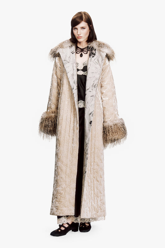 Quilted Velvet Duster Coat
