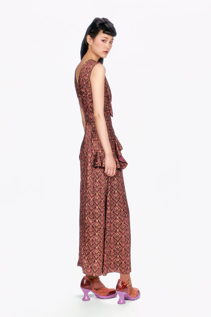 Wallpaper Medley Maxi Dress vintage-inspired charm, ruffle detail at the hip, and a sweet bow accent.