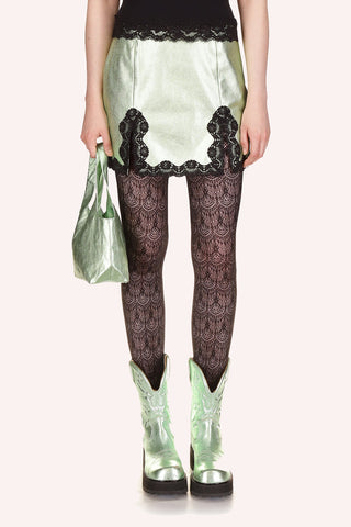 Deco Floral Patch Tights<br>Turquoise Multi