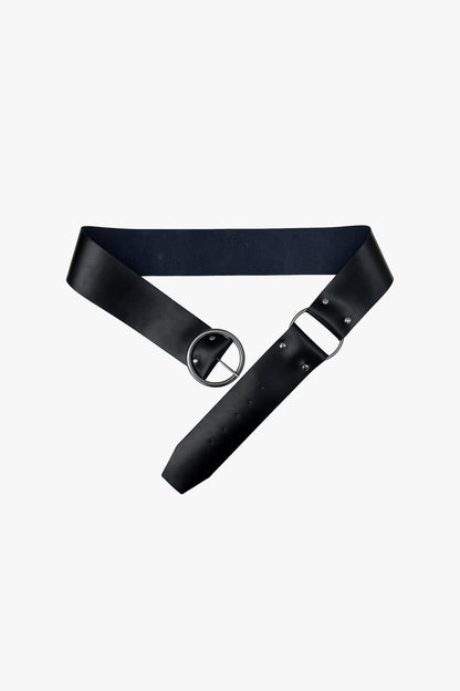 O-Ring Leather Belt - Black