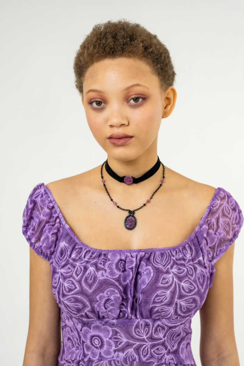 Carved Rose Victorian Necklace & Choker Set – Dusty Rose