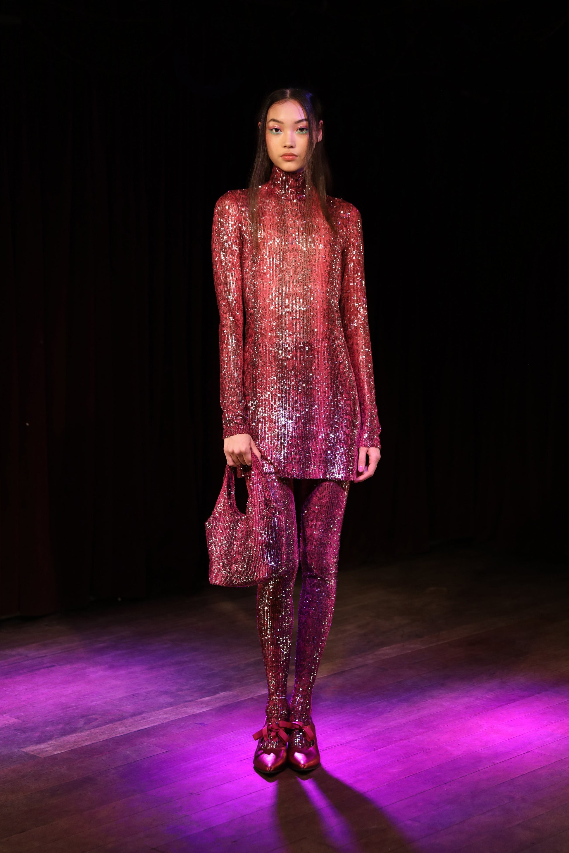 Snakeskin Sequin Turtleneck Mini Dress, work of art will make you the center of attention at events