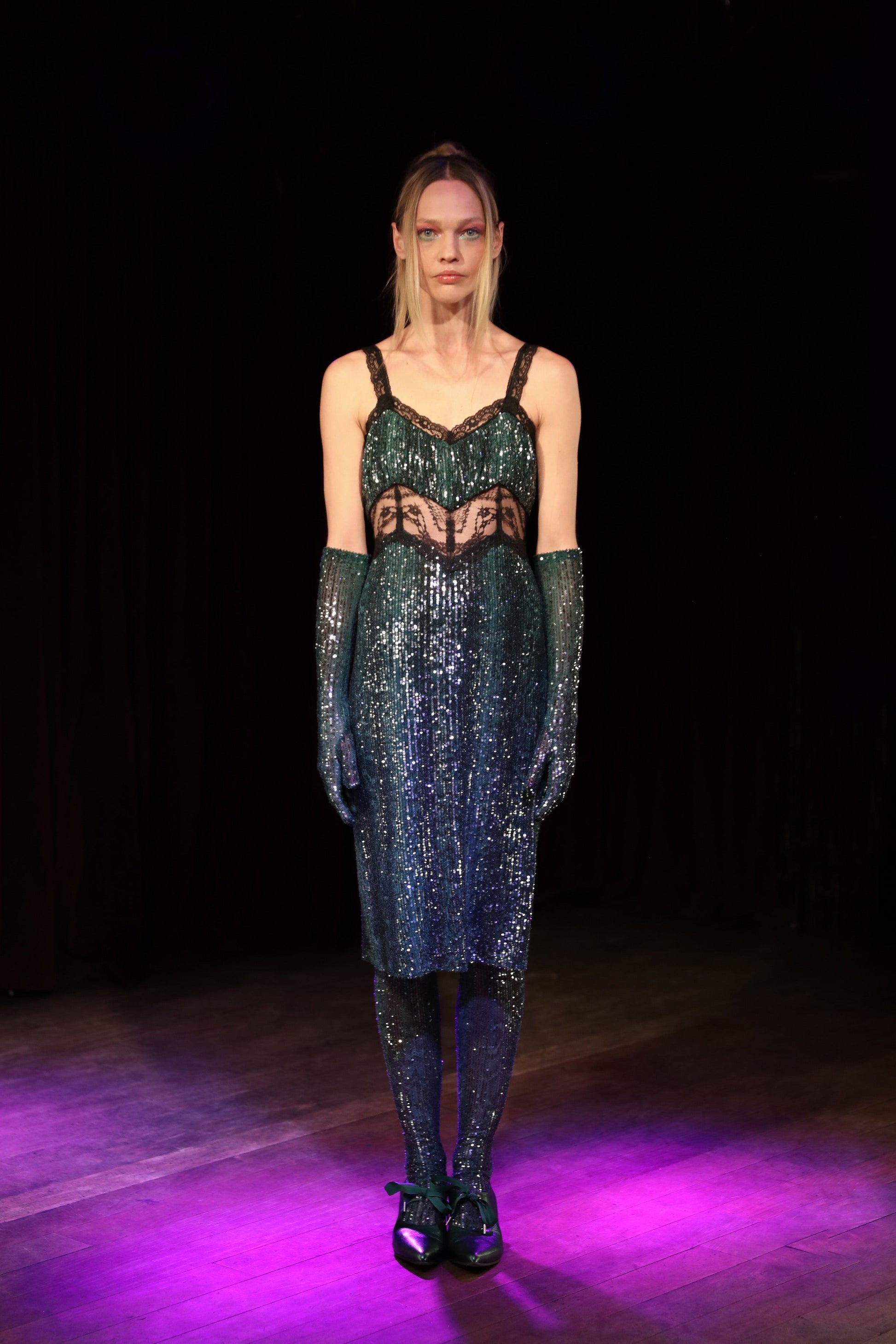 Snakeskin Sequin & Lace Midi Dress Anna Sui Snakeskin Sequin & Lace Midi Dress Anna Sui
