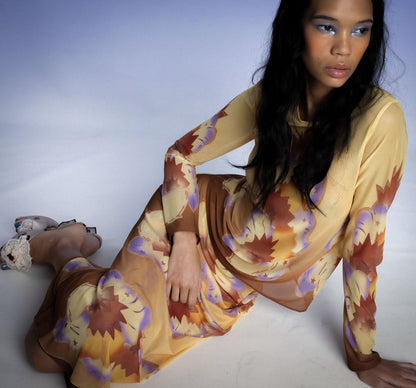 Sunburst Mesh Sarong Skirt