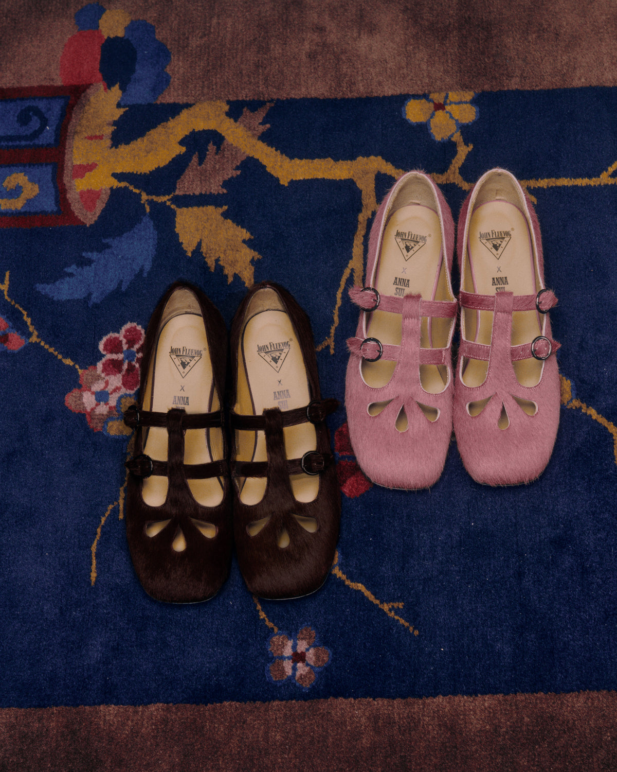 John Fluevog x Anna Sui Calf Hair Mary Janes- Dark Brown