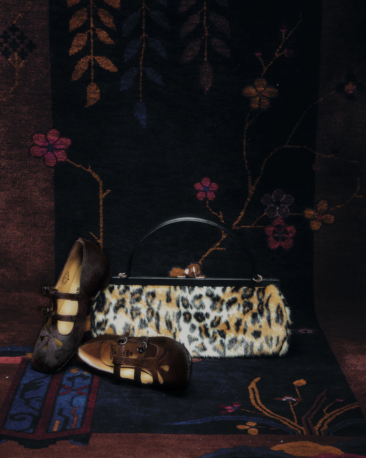 John Fluevog x Anna Sui Calf Hair Mary Janes- Dark Brown