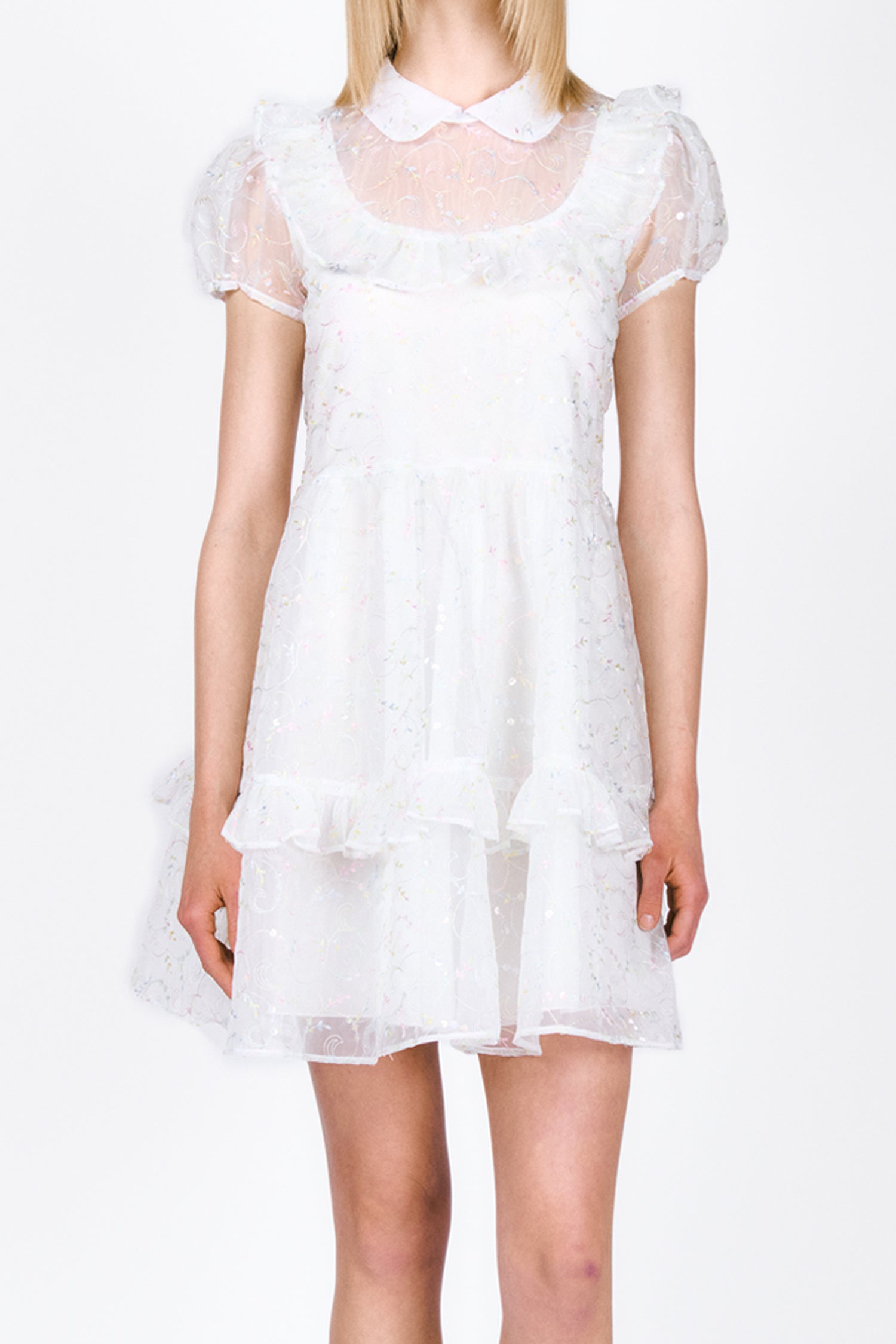 Anna Sui White Eyelet fashion Lace Fit N Flare Dress US Women's Size 4