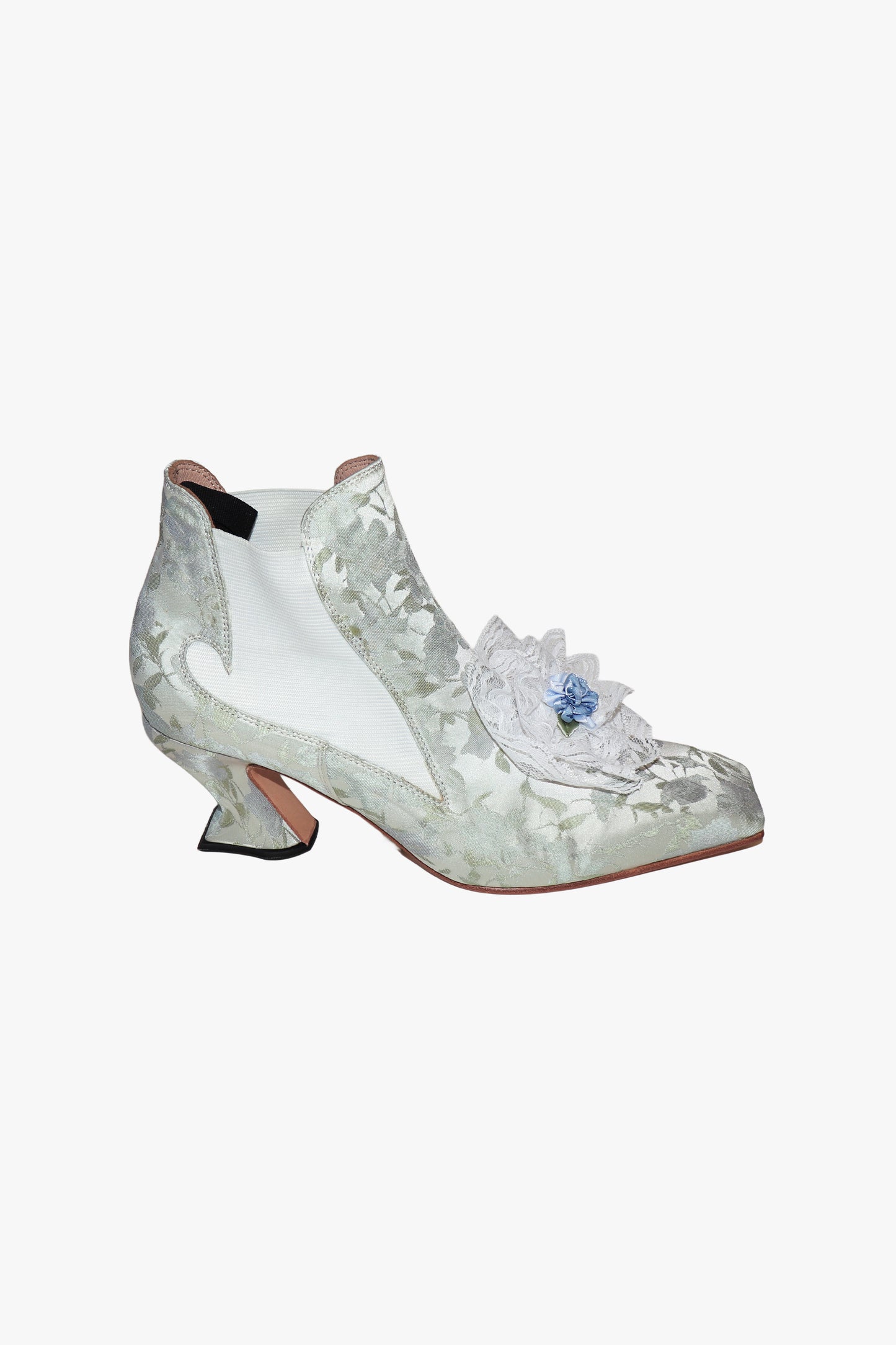 John Fluevog x Anna Sui Brocade Boots- Sky Blue (Sample)