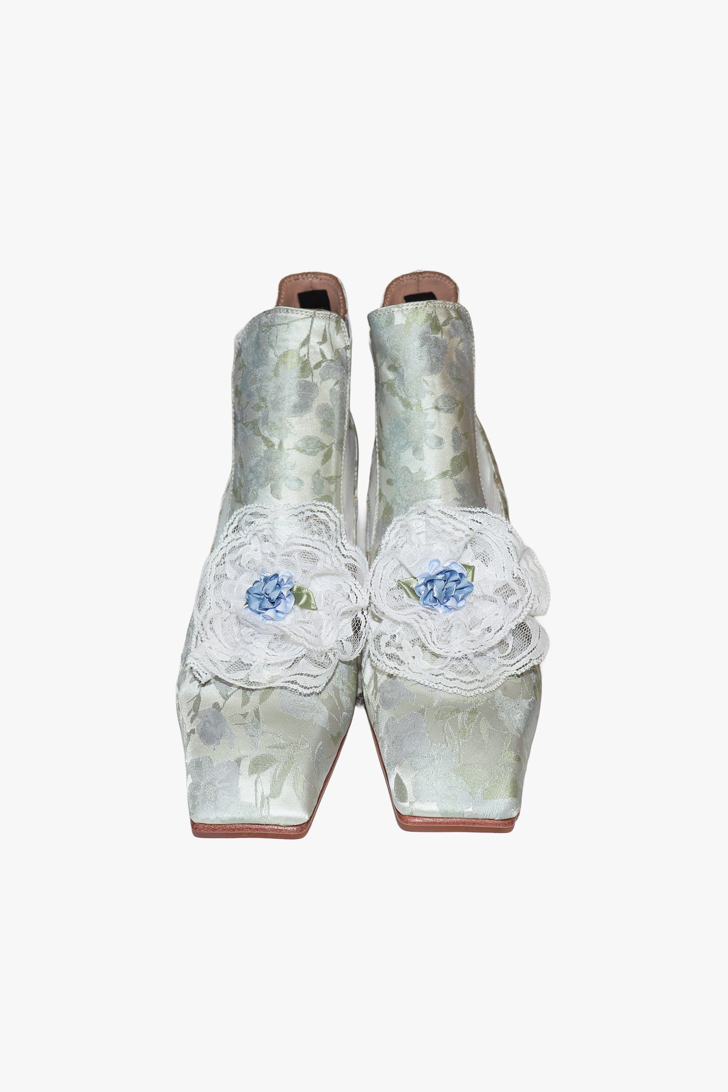 John Fluevog x Anna Sui Brocade Boots- Sky Blue (Sample)
