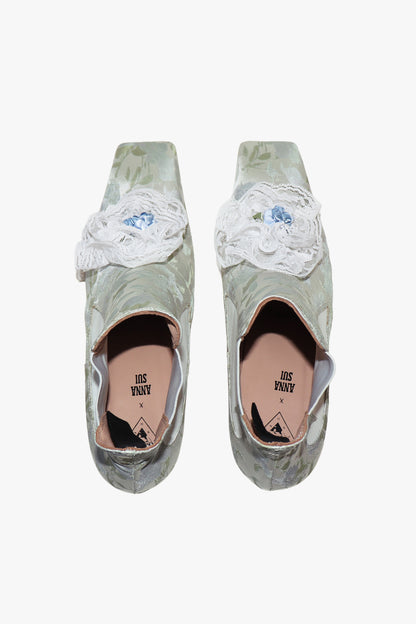 John Fluevog x Anna Sui Brocade Boots- Sky Blue (Sample)
