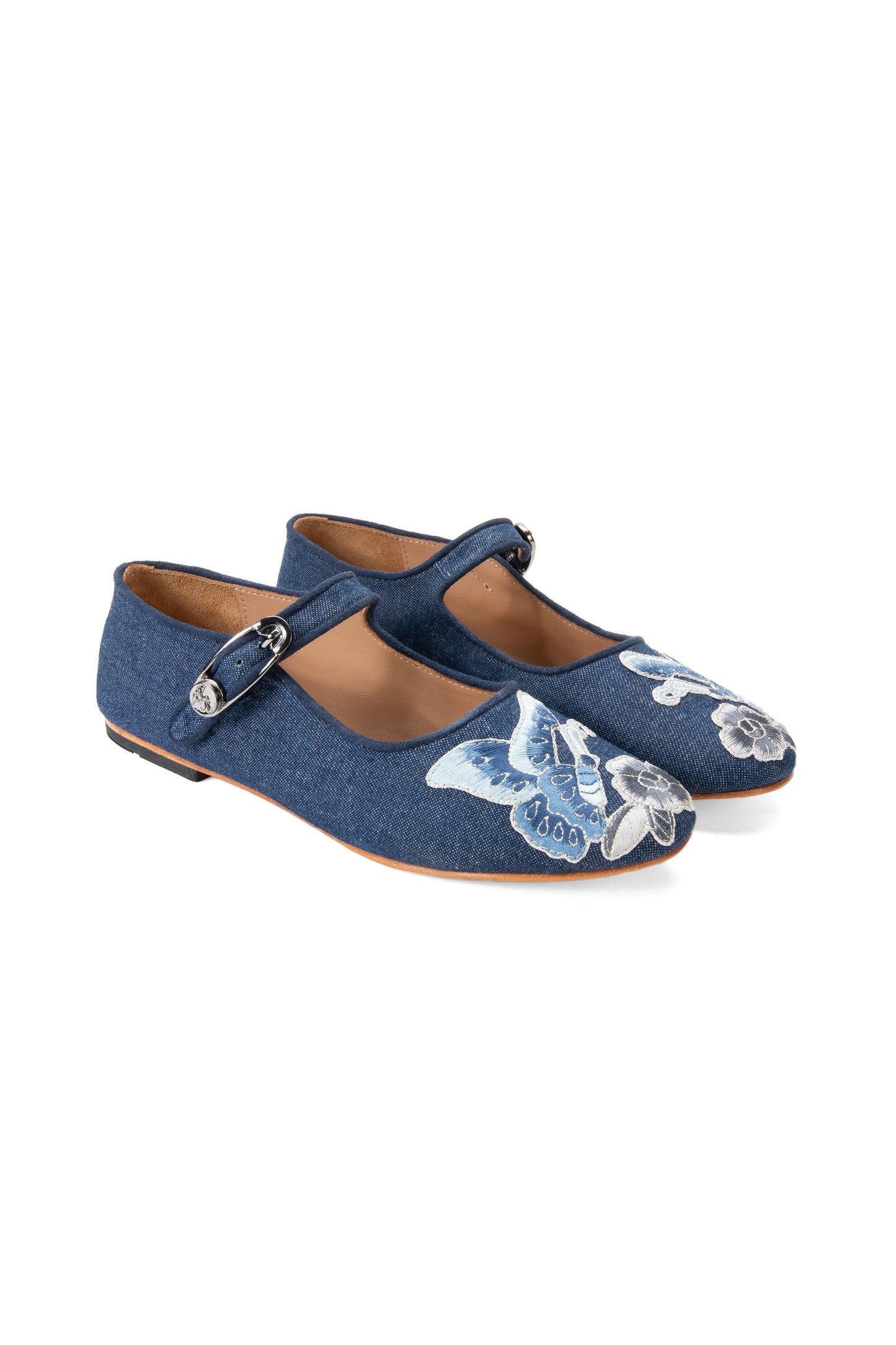 John Fluevog x Anna Sui Butterfly Mary Janes-Denim Blue