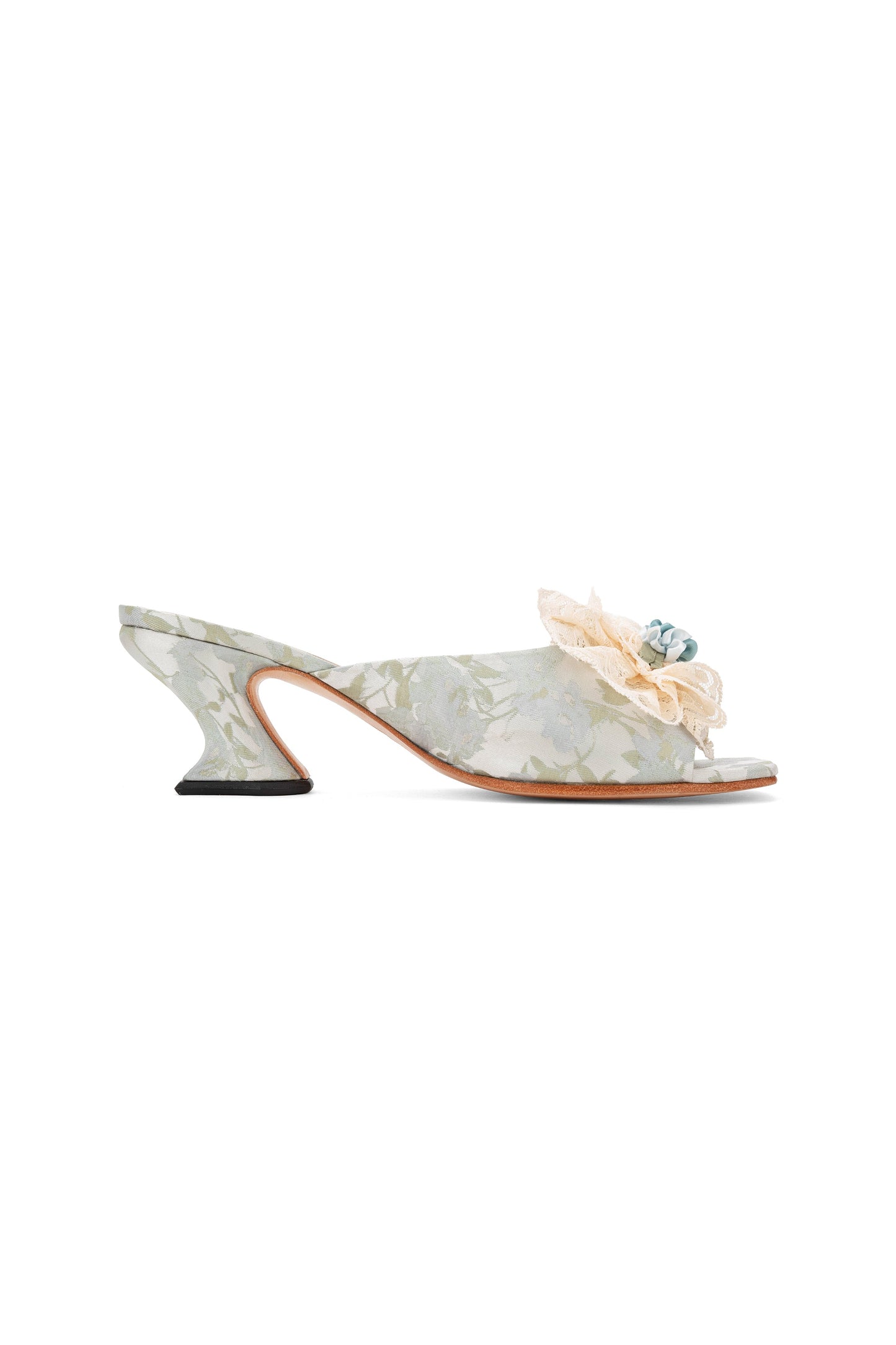 John Fluevog x Anna Sui Brocade Mules- Sky Blue