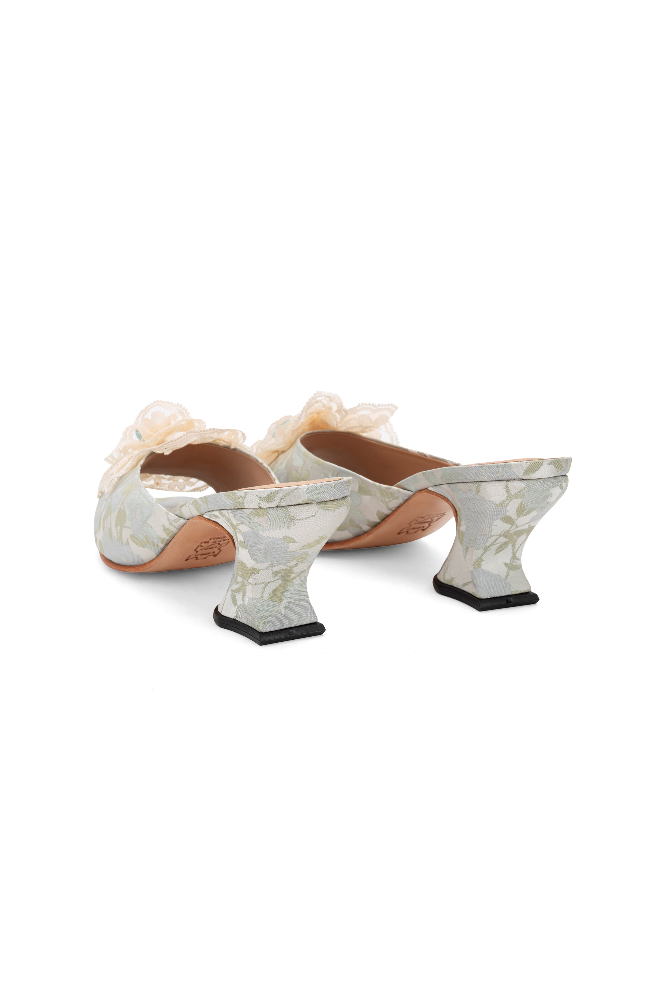 John Fluevog x Anna Sui Brocade Mules- Sky Blue