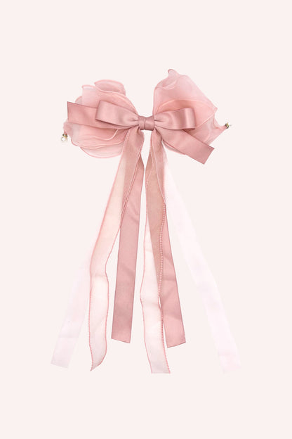 Large Pink Bow Barrette