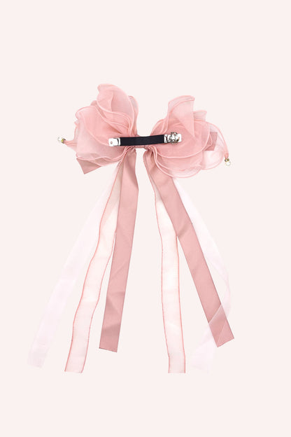 Large Pink Bow Barrette