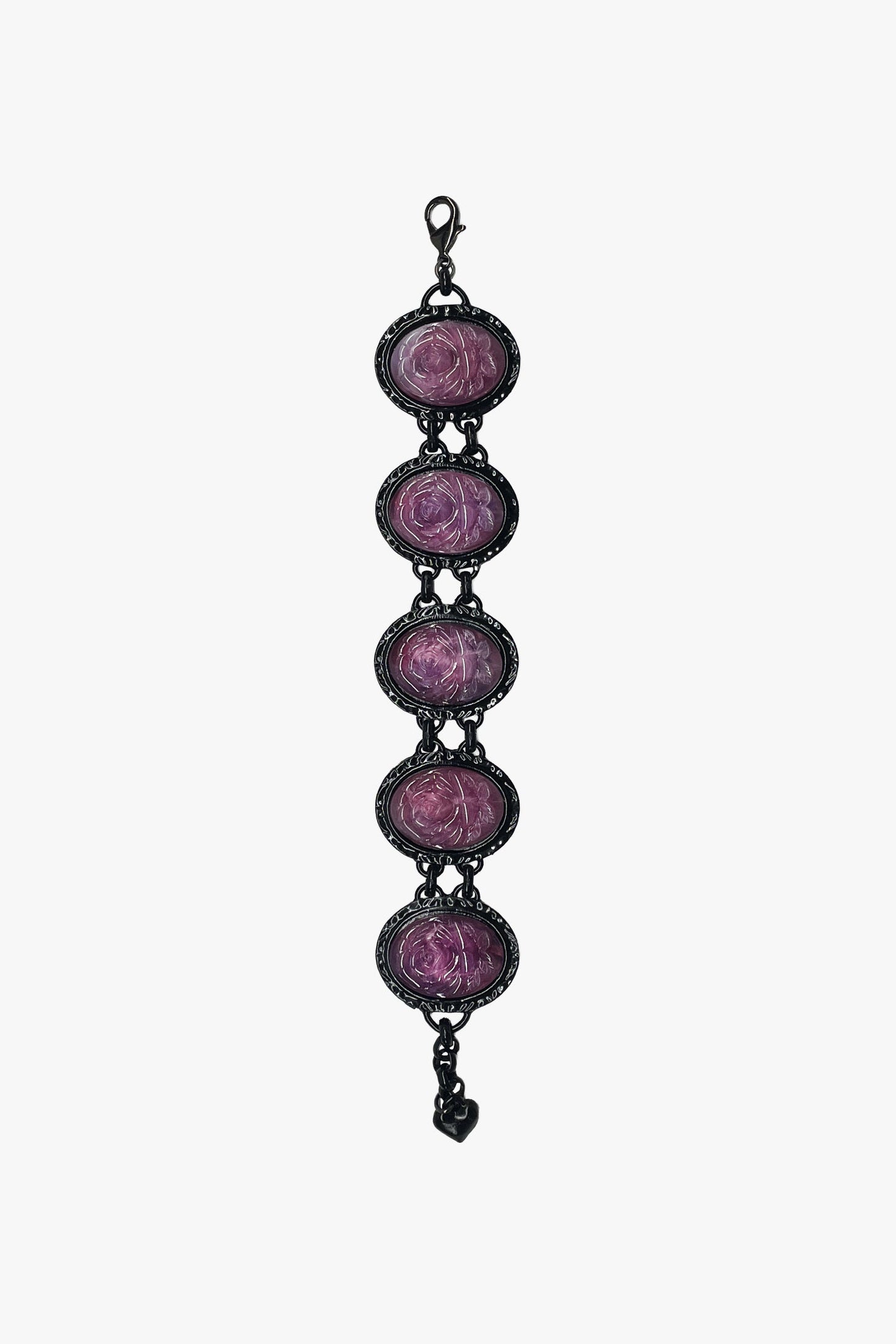 Carved Rose Black Bracelet - Dusty Rose
