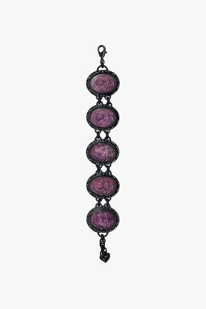 Carved Rose Black Bracelet - Dusty Rose