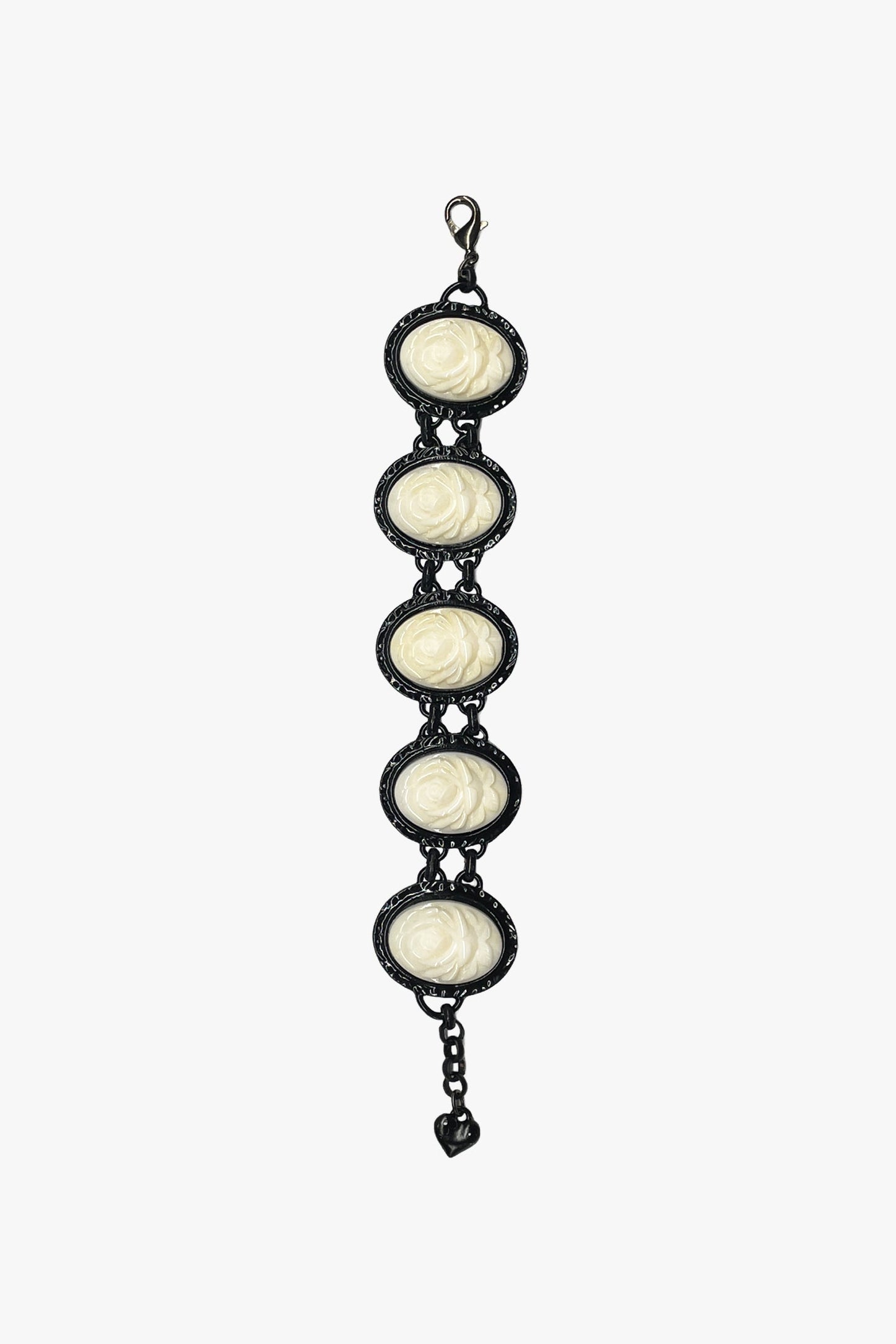 Carved Rose Black Bracelet - Ivory