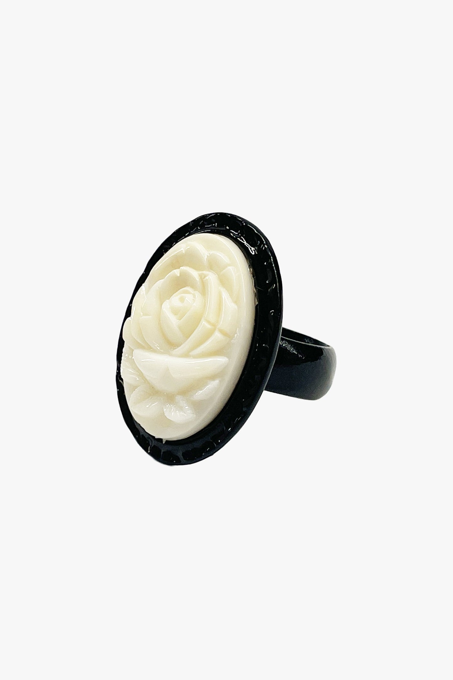 Carved Rose Ring - Ivory
