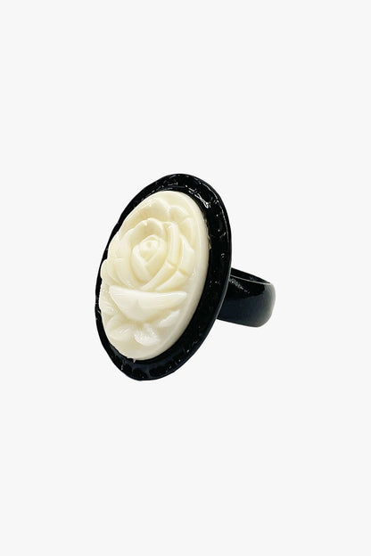 Carved Rose Ring - Ivory