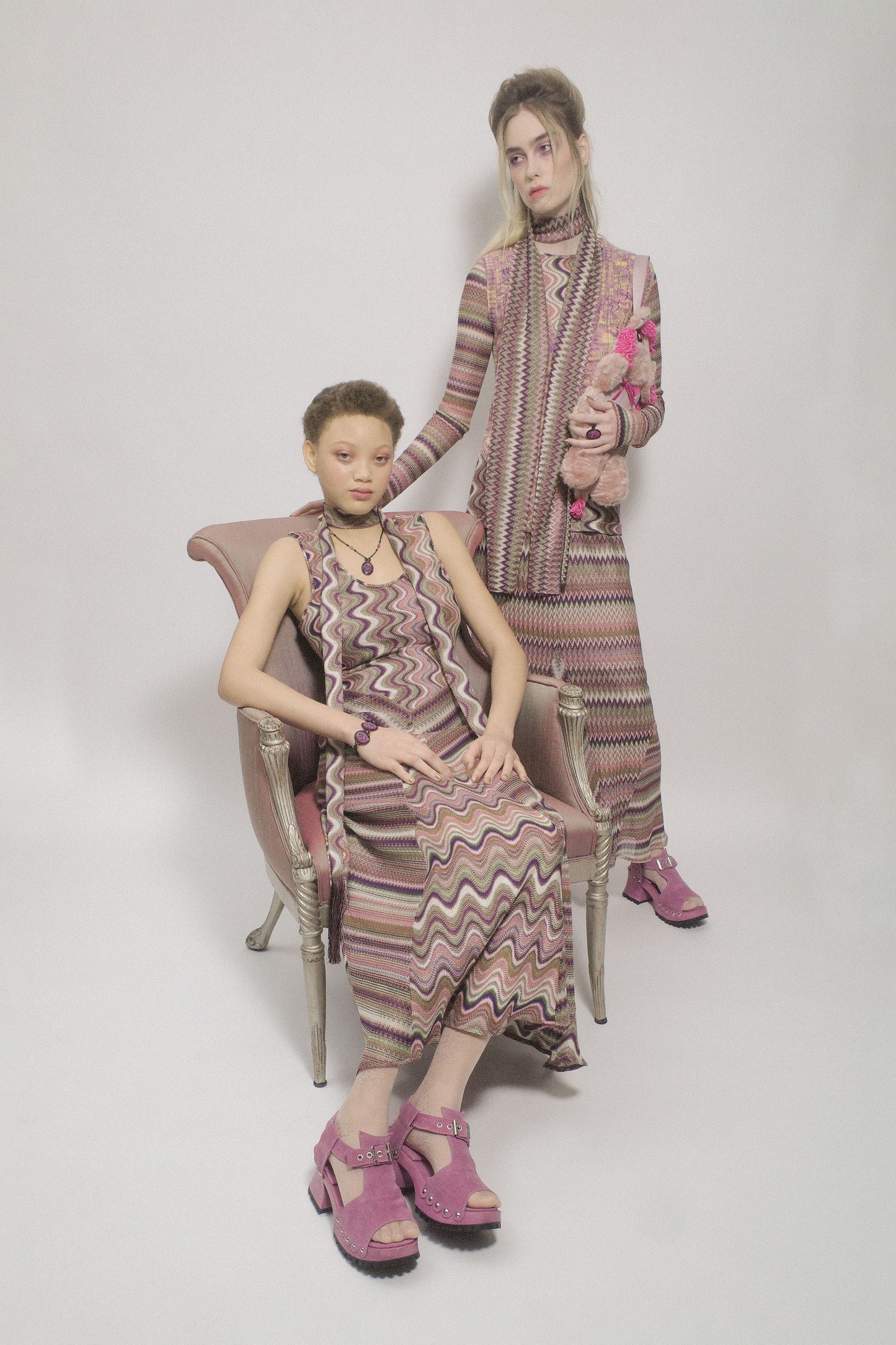 Cameo Stripe Print Fringe Scarf