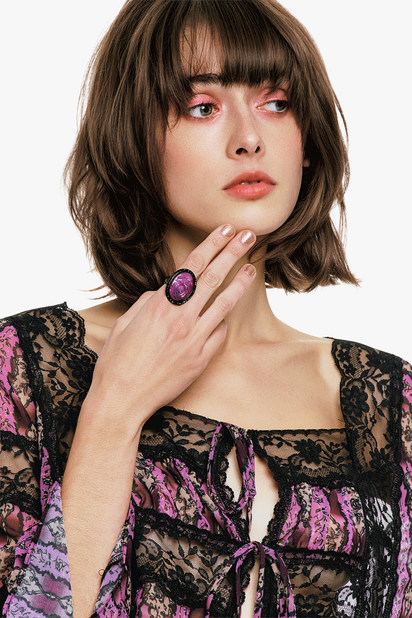 Carved Rose Ring - Dusty Rose