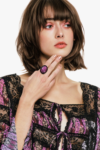 Carved Rose Ring - Dusty Rose