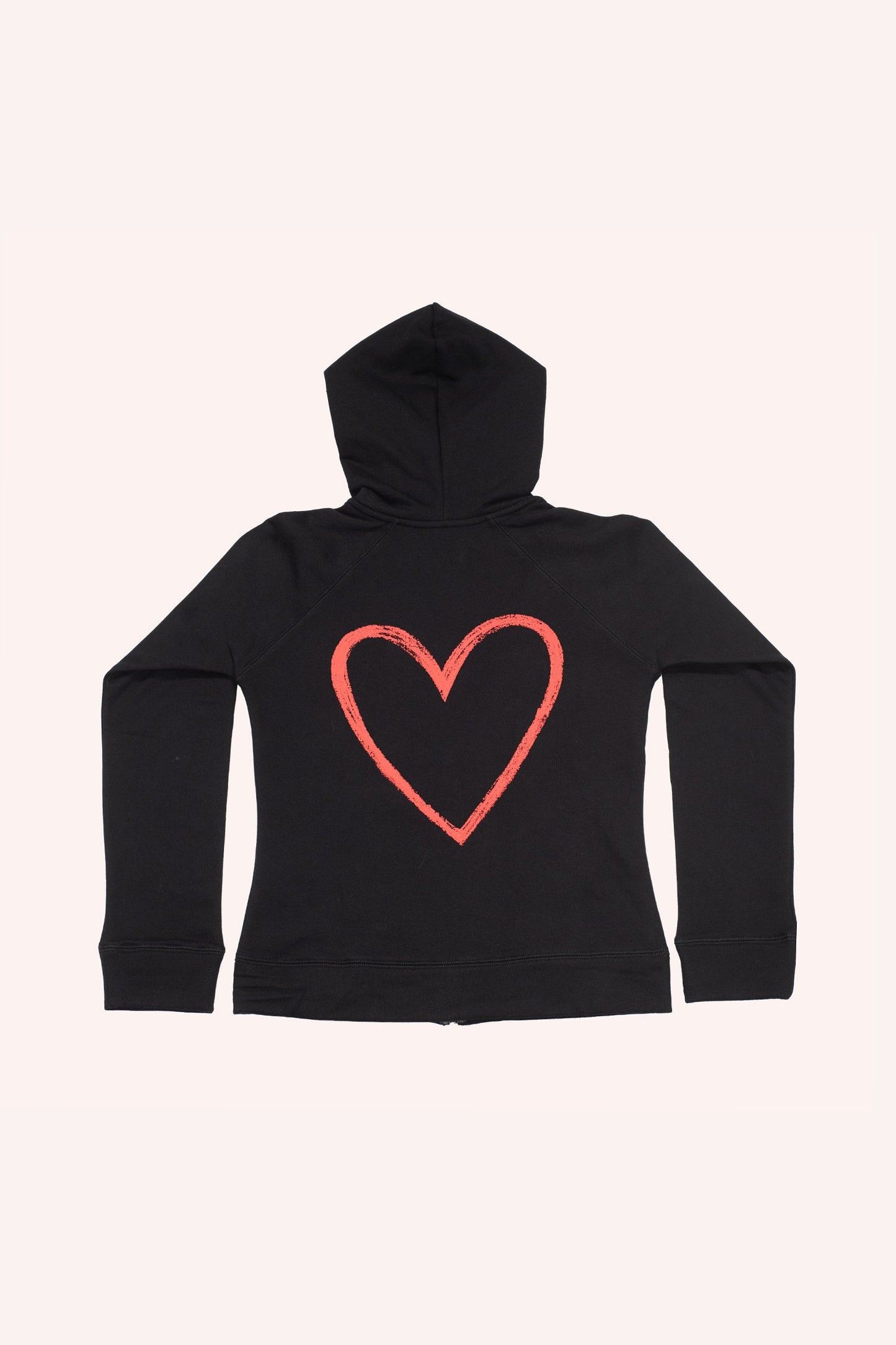 Anna Sui Heart Hoodie Black, Long sleeves, large red heart across back