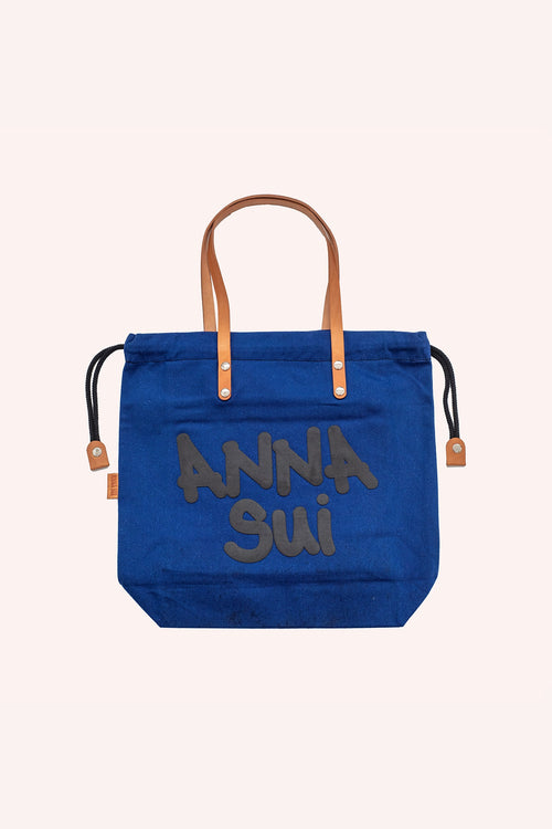 Ali Rapp for Anna Sui Medium Tote Bag with Leather Handle<br> Blue - Anna Sui