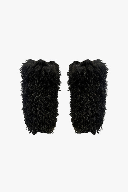 Faux Fur Leg Warmers - Black