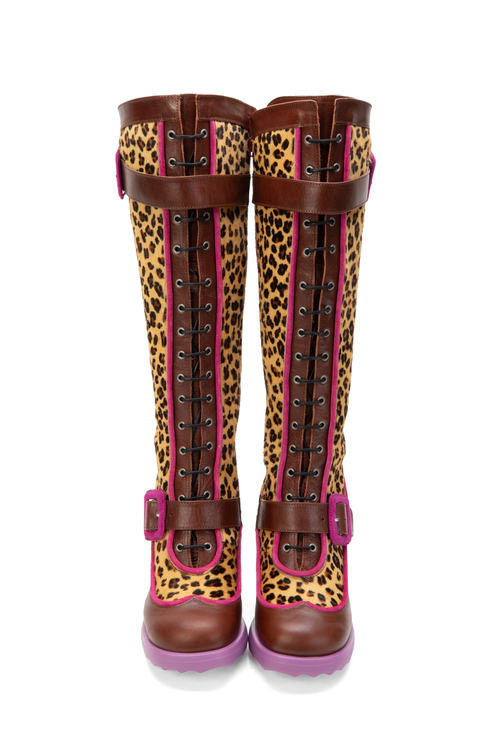 The Sugar Candy Boots Cinnamon Magenta, a bold collaboration between John Fluevog and Anna Sui.