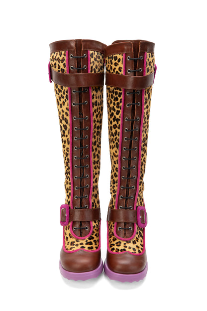 The Sugar Candy Boots Cinnamon Magenta, a bold collaboration between John Fluevog and Anna Sui.