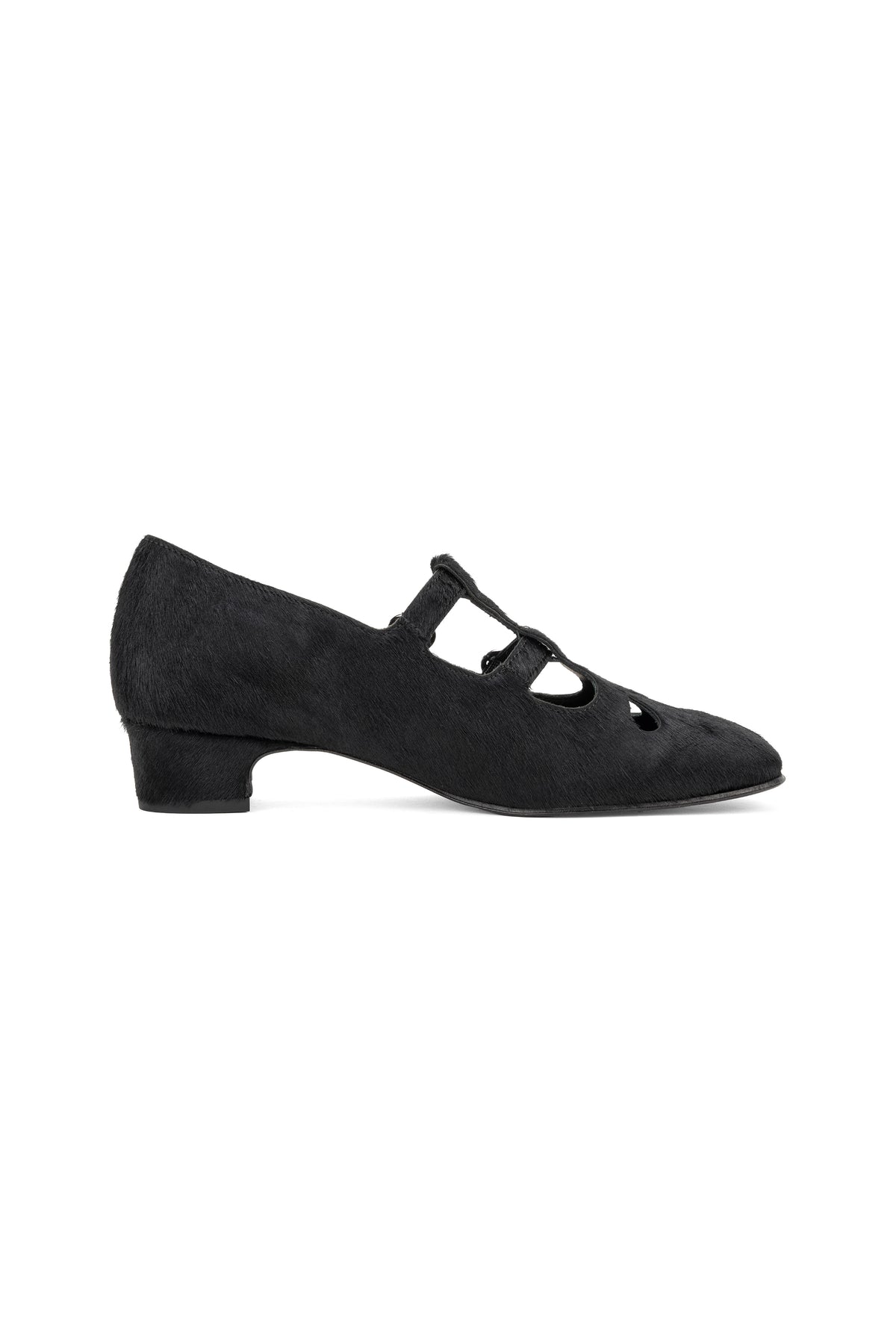John Fluevog x Anna Sui Calf Hair Mary Janes- Black