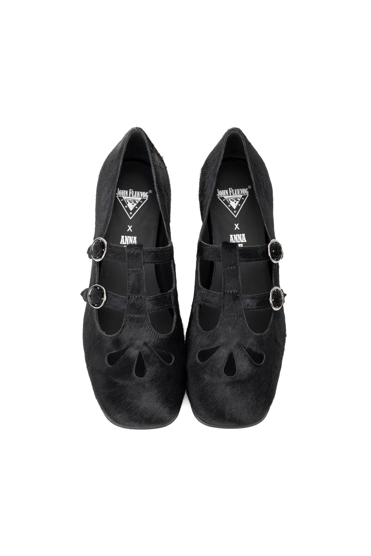 John Fluevog x Anna Sui Calf Hair Mary Janes- Black
