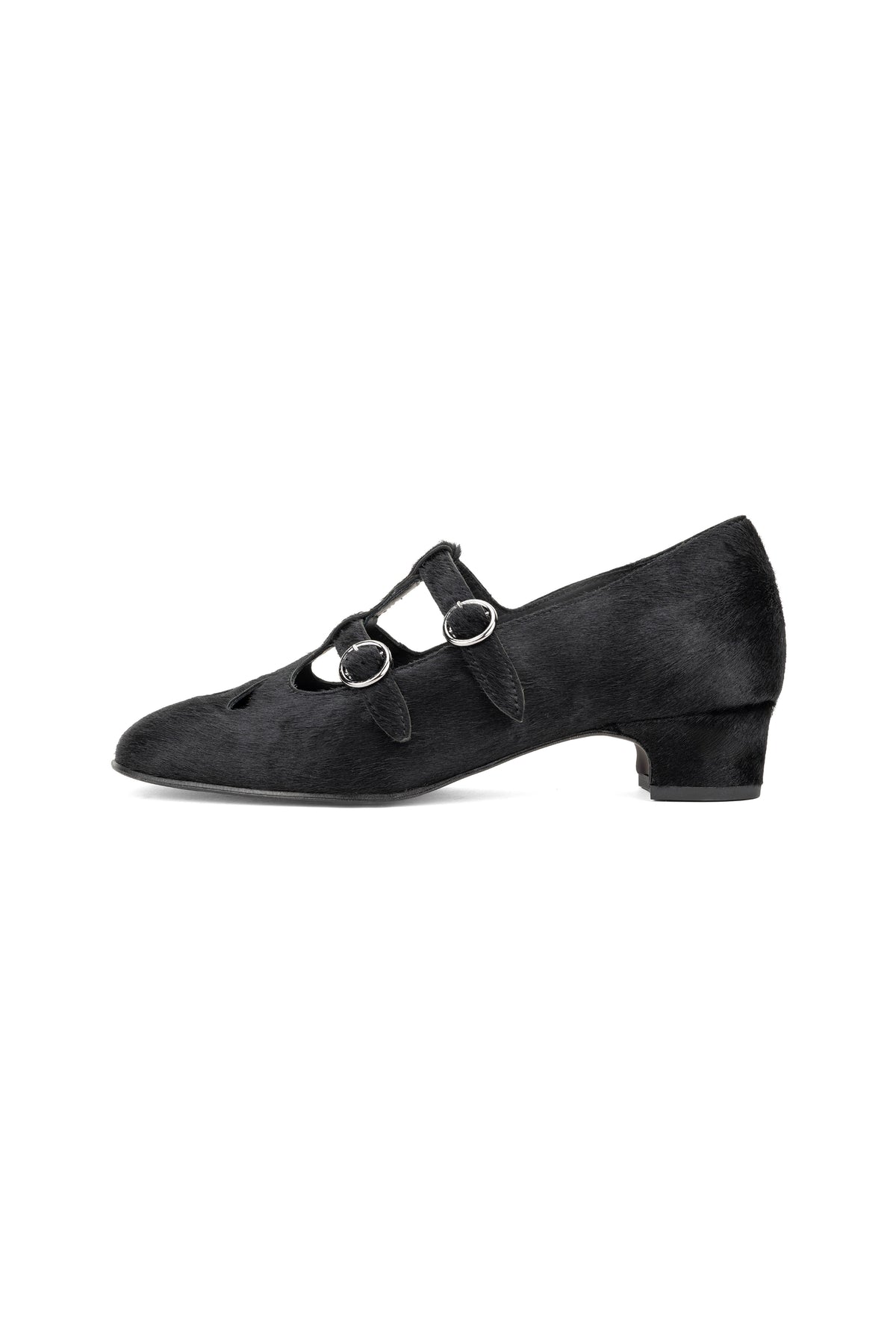 John Fluevog x Anna Sui Calf Hair Mary Janes- Black