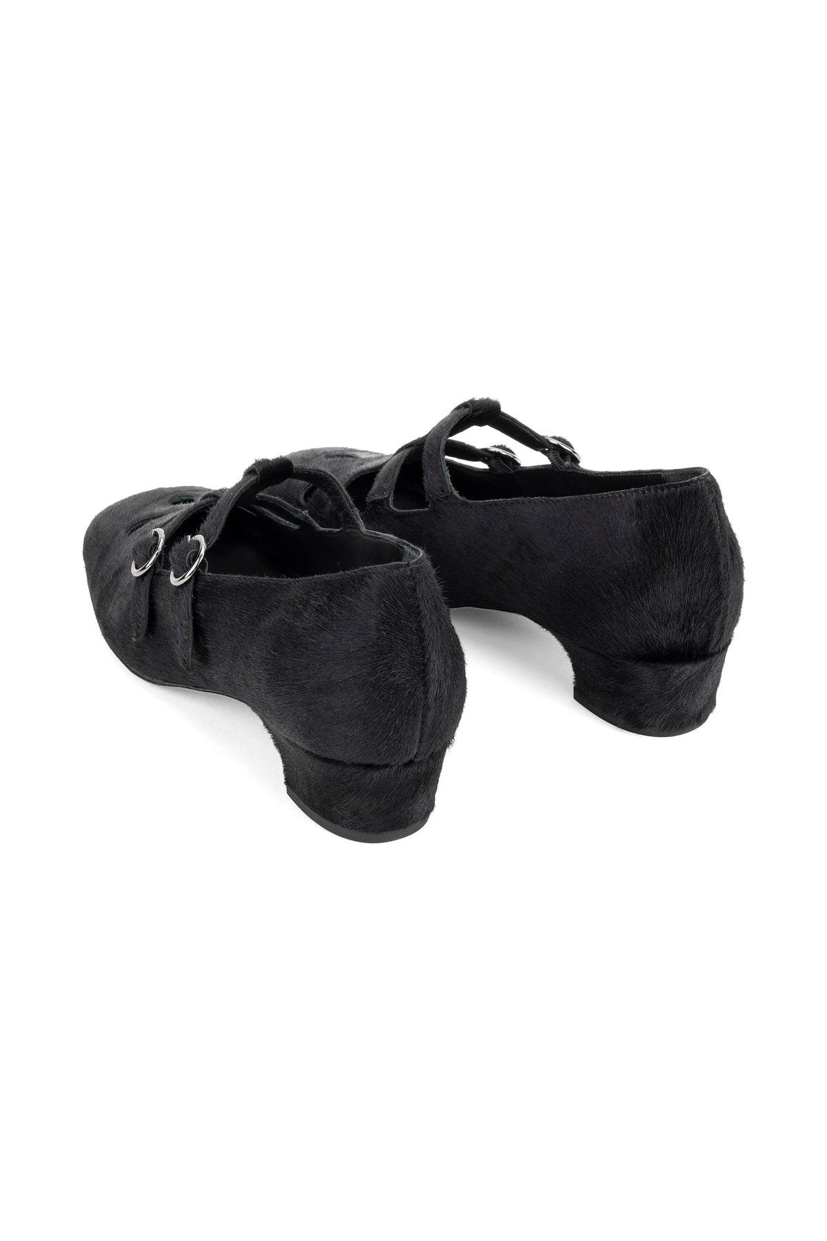 John Fluevog x Anna Sui Calf Hair Mary Janes- Black