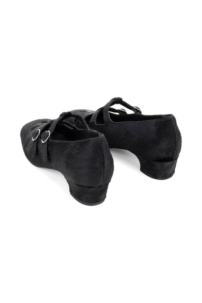 John Fluevog x Anna Sui Calf Hair Mary Janes- Black