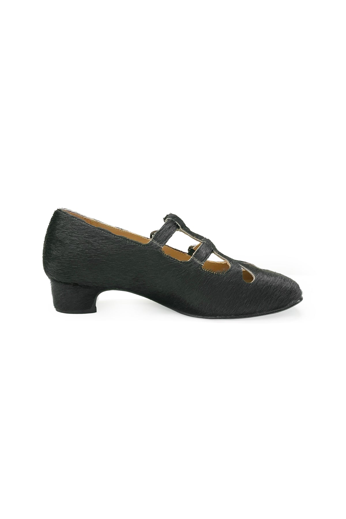 John Fluevog x Anna Sui Calf Hair Mary Janes- Dark Brown