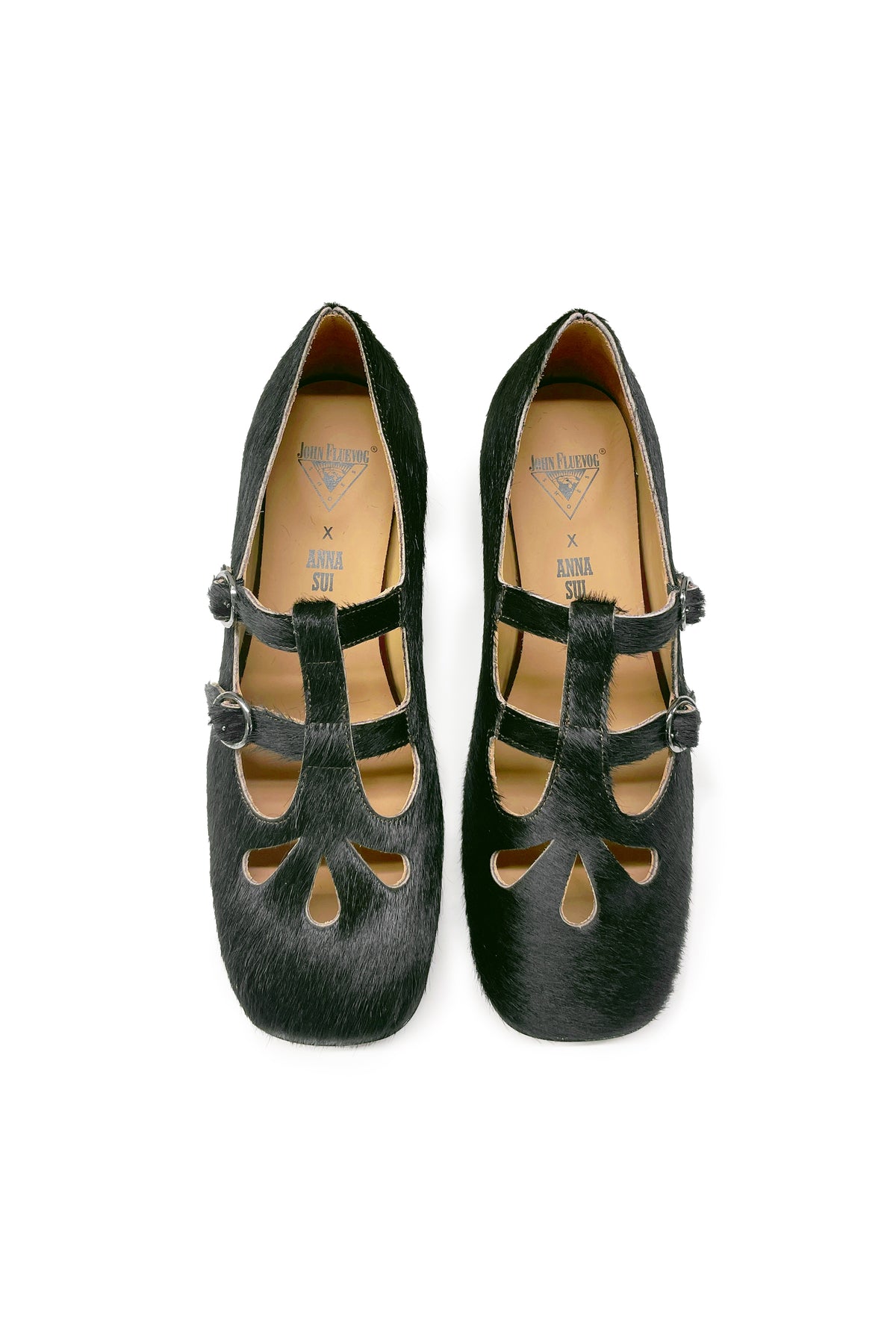 John Fluevog x Anna Sui Calf Hair Mary Janes- Dark Brown