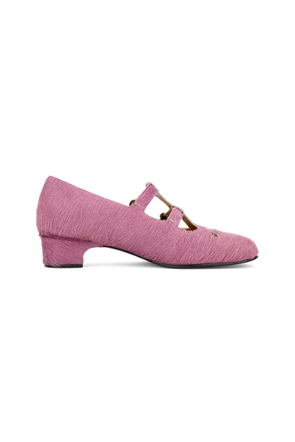 John Fluevog x Anna Sui Calf Hair Mary Janes- Pink