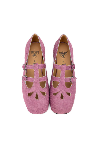 John Fluevog x Anna Sui Calf Hair Mary Janes- Pink