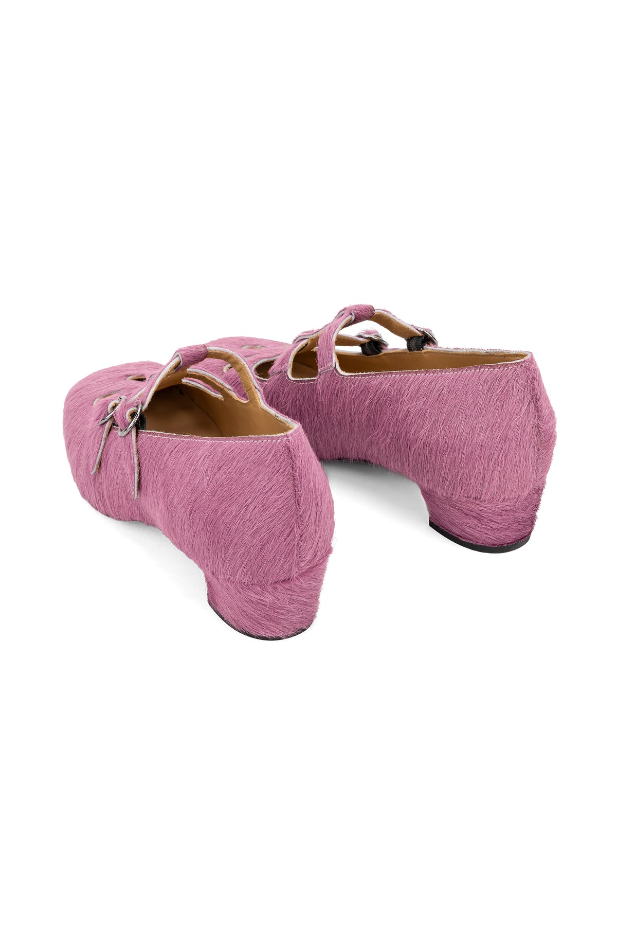 John Fluevog x Anna Sui Calf Hair Mary Janes- Pink