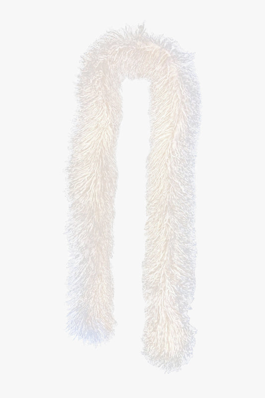 Faux Curly Lamb Fur Long Scarf-White