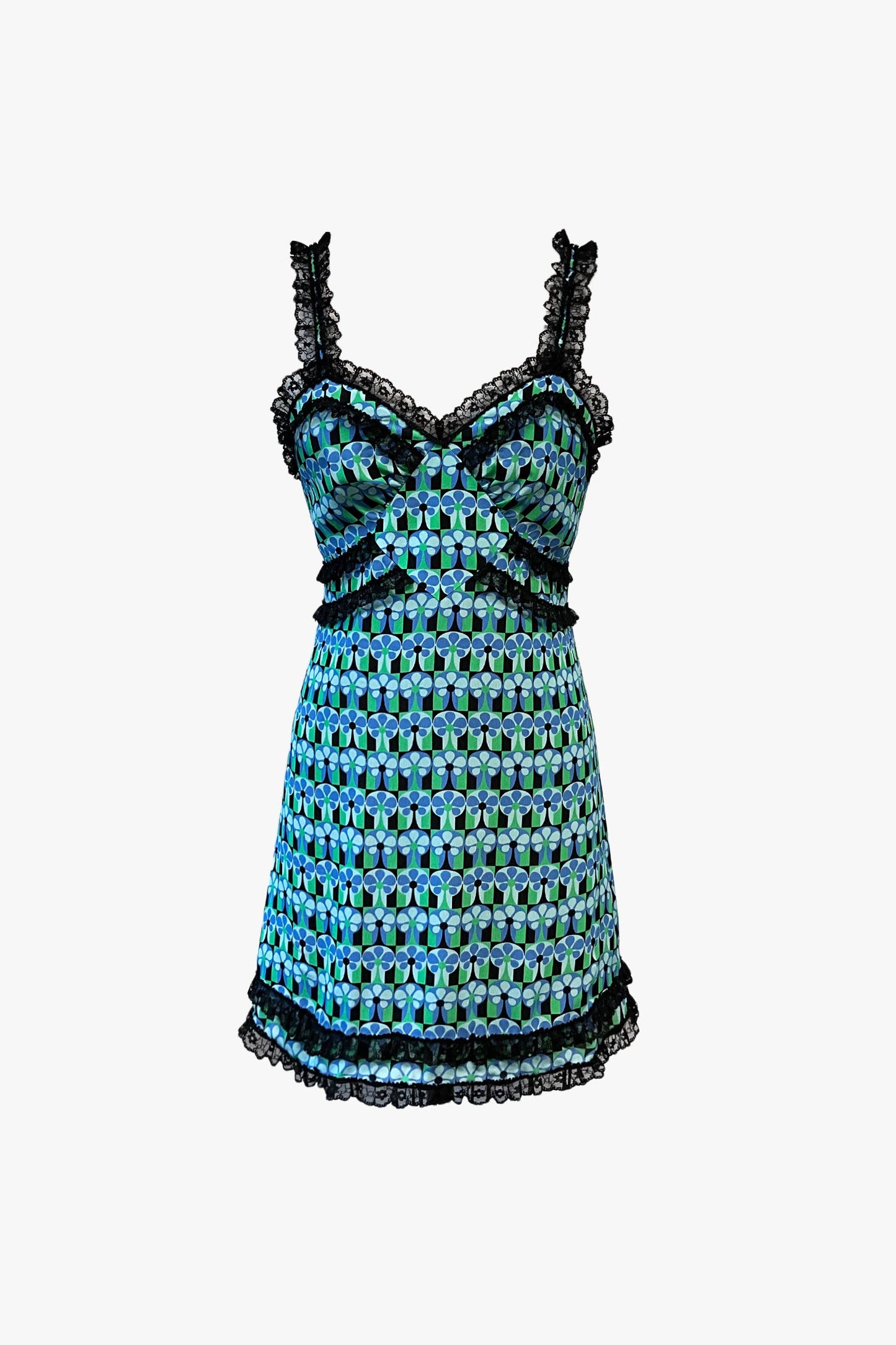 Floral Checkerboard Mini Dress