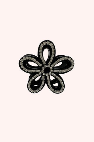 Large Vera Cut Out Flower Jaw Clip<br> Onyx