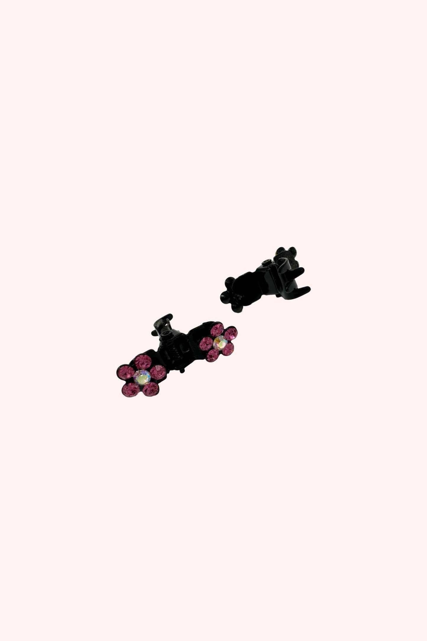 Baby Gemstone Daisy Jaw Clip Pair, in a floral design in pink, a mechanism with strong grip