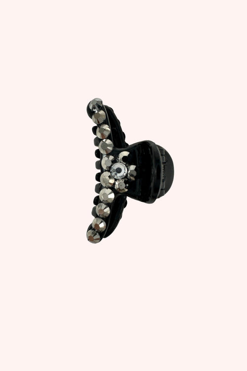 Mini Bejeweled Flower Jaw Clip <br> Black Multi