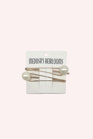 Pearl Accent Bobby Pin Pair<br> Silver